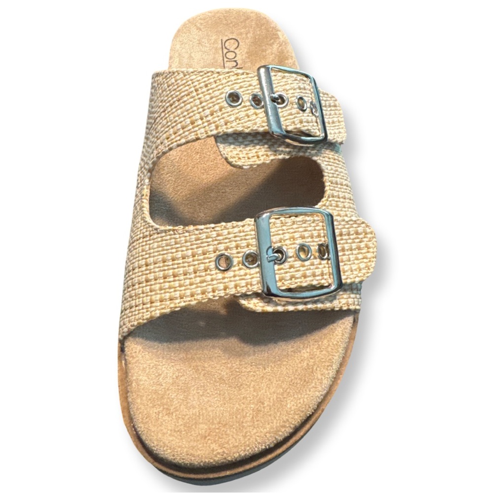 Corkys Beige Woven Double Buckle Sandals